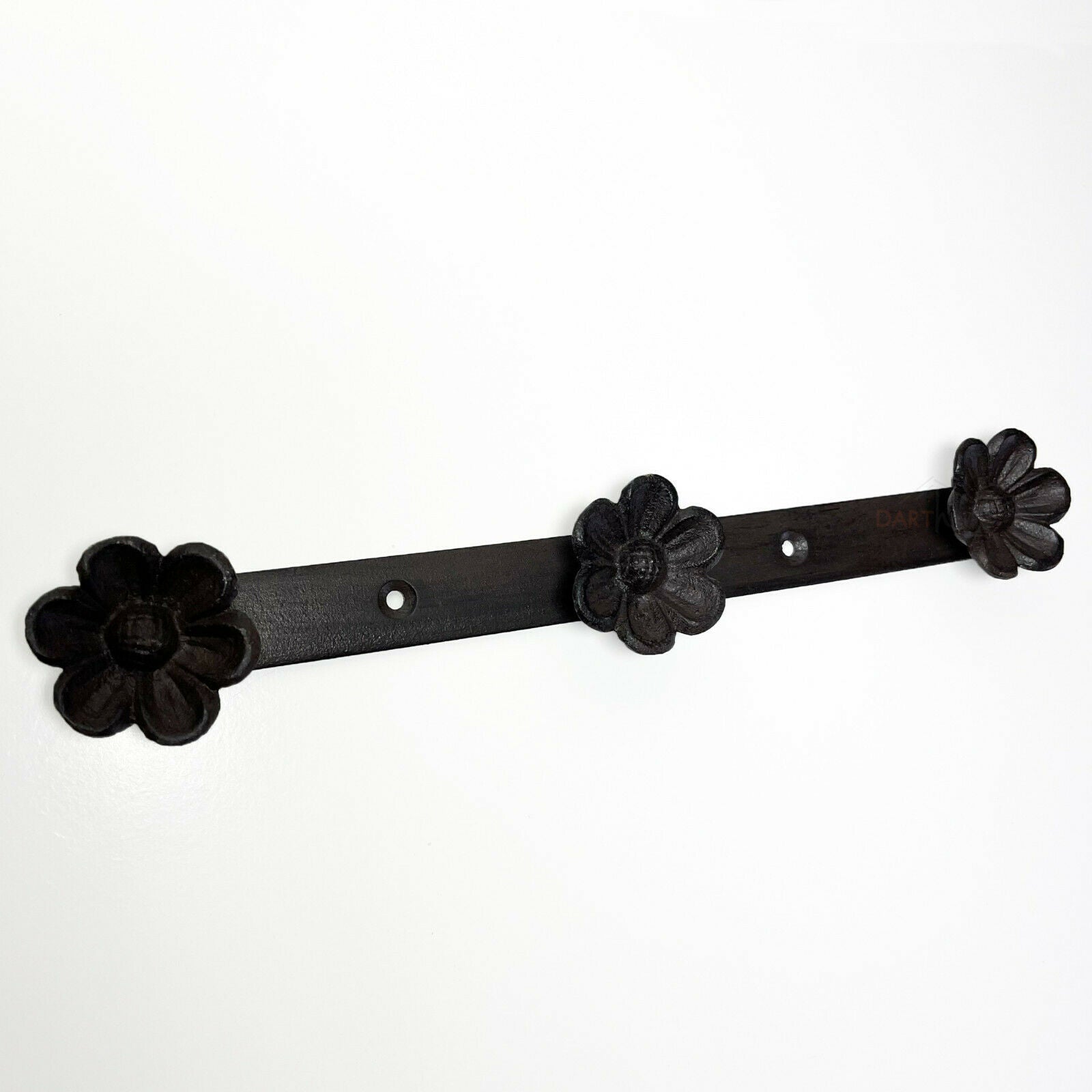 Cast Iron 3x Daisy Flower Wall Coat Hooks 31cm CLEARANCE