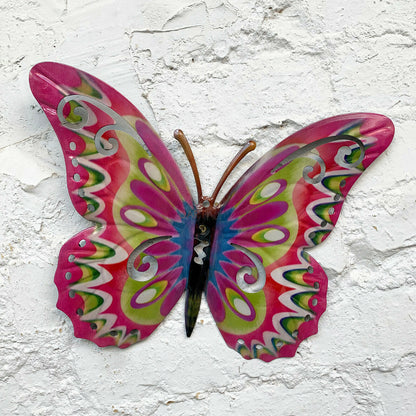 Pink Metal Butterfly Wall Art