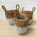 Set Of 3 Two Tone Lined Seagrass Planters