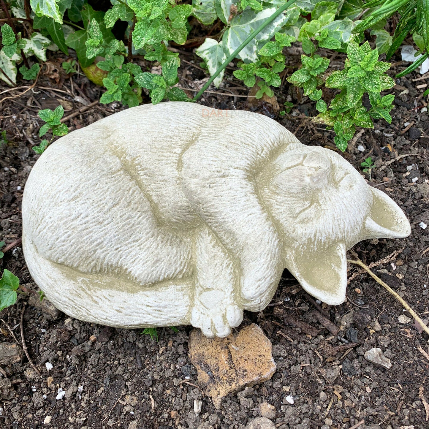 Stone Sleeping Cat Memorial Garden Ornament