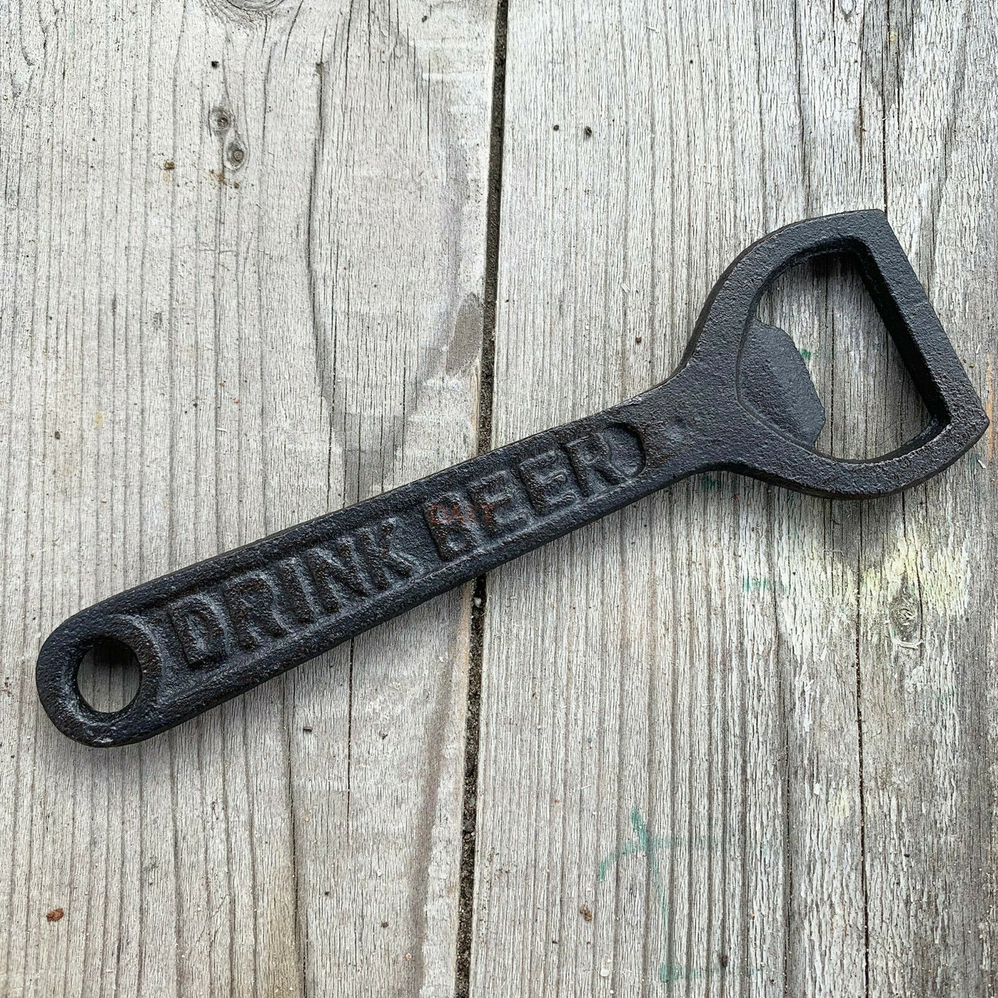 Black Cast Iron Save Water Drink Beer Bottle Opener