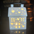 LED Light Up White Ceramic House Christmas Decorations