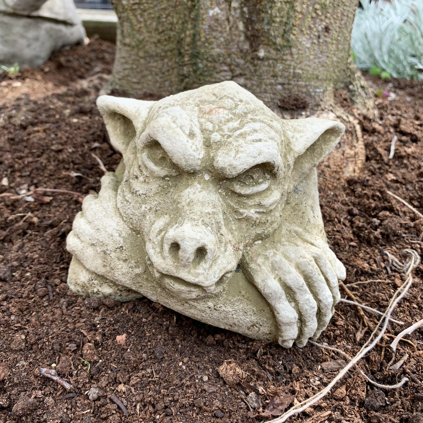 Stone Moody Gremlin Wall Garden Sculpture