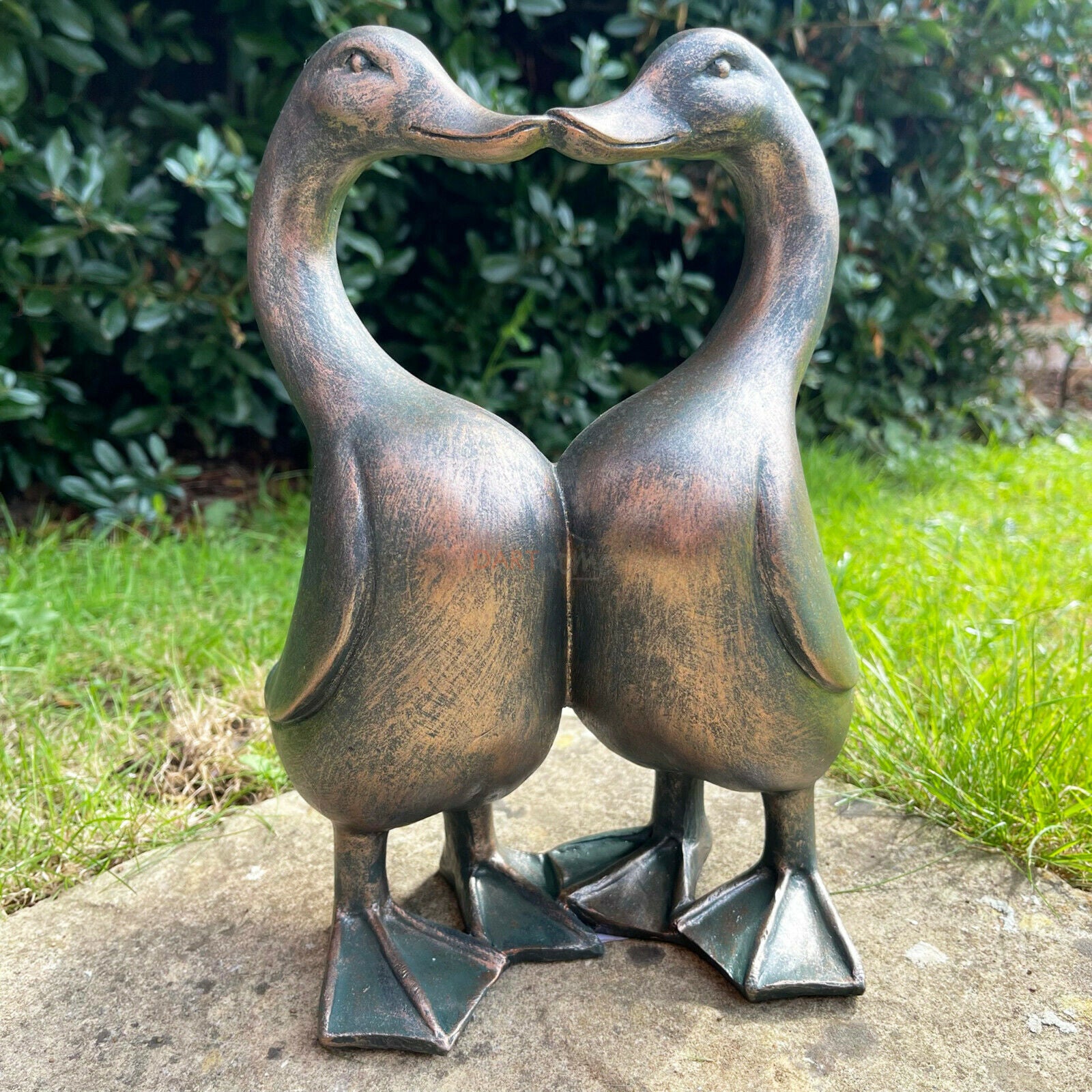 Resin Kissing Ducks Garden Sculpture 26cm