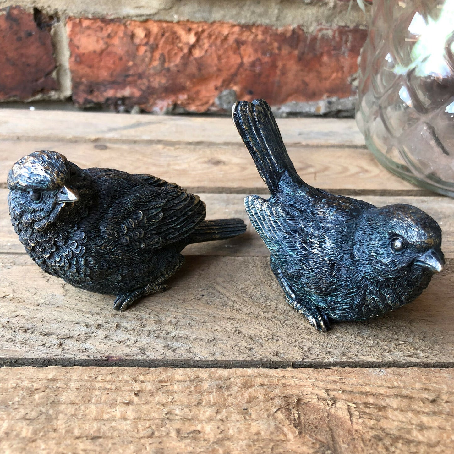 Set of 2 Resin Bird Ornaments