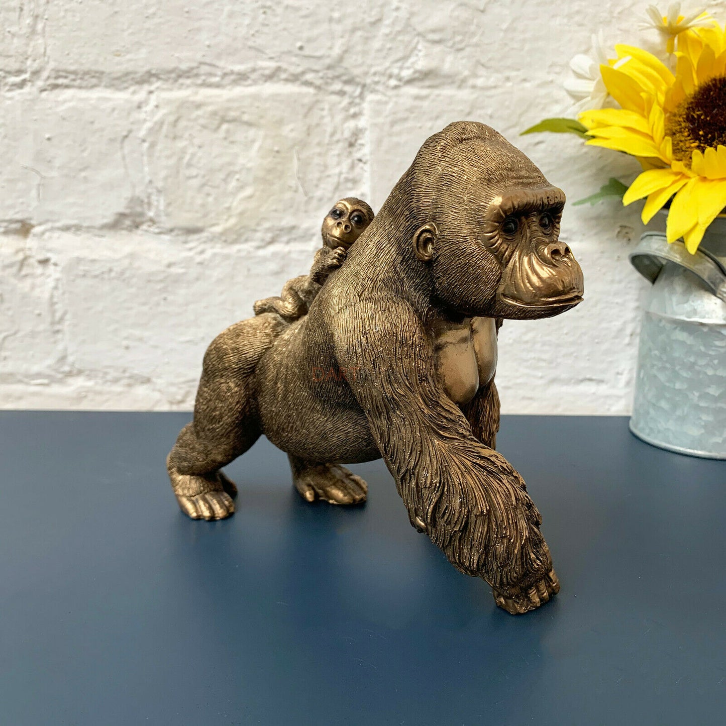 Gorilla- und Baby-Ornament aus Bronzeharz