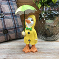 Resin Standing Winter Duck W/ Umbrella Figurine 20cm