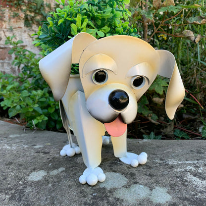 Metal Wobbly Labrador Dog Planter