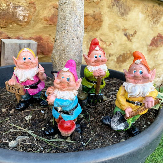 Set Of 4 Resin Gnome Ornaments