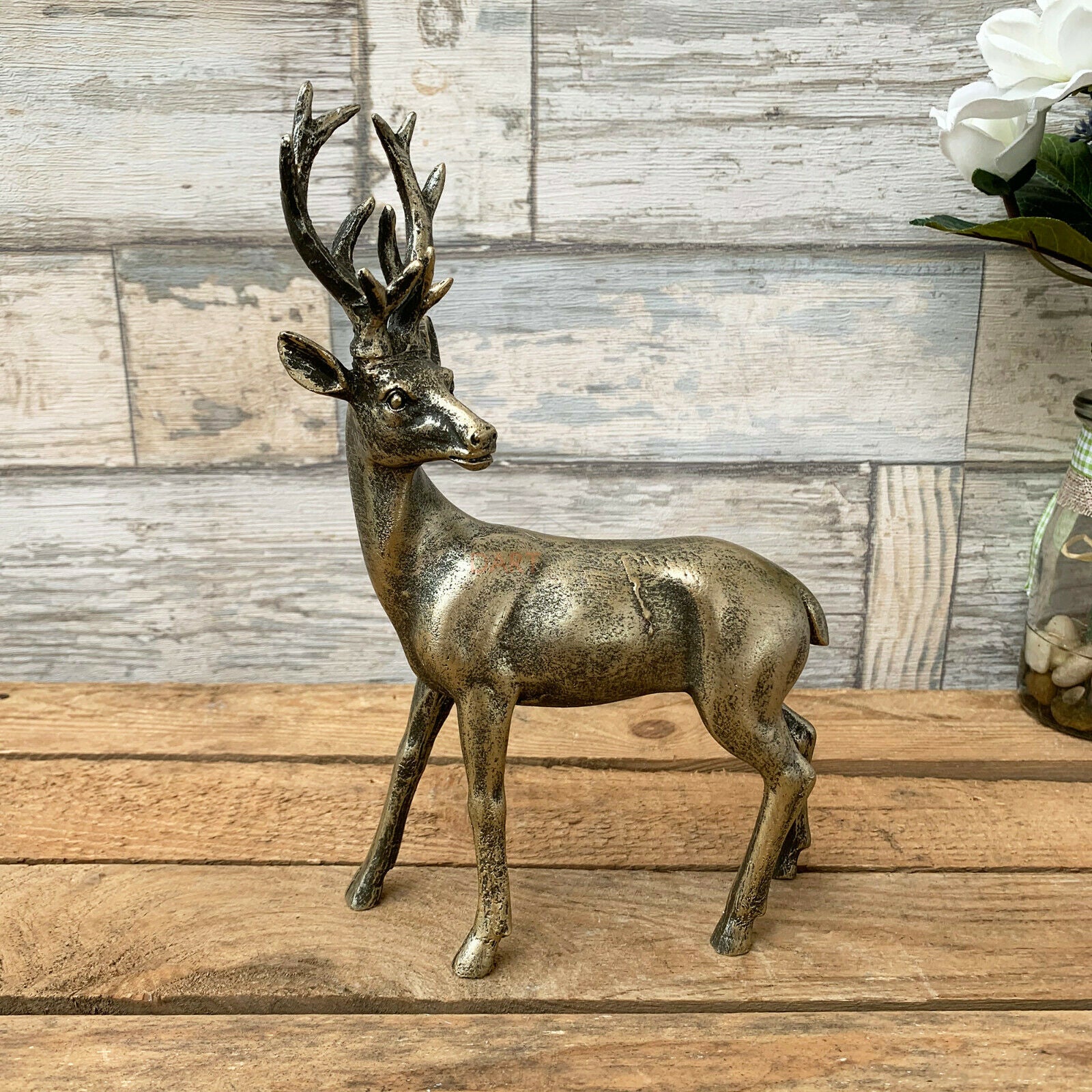 Antique Gold Right Facing Reindeer Sculpture