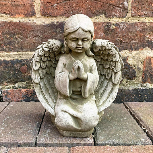 Stone Praying Angel Garden Sculpture