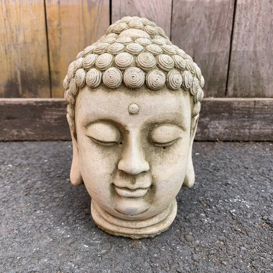 Stein-Thai-Buddha-Kopf-Gartenskulptur, 3 kg