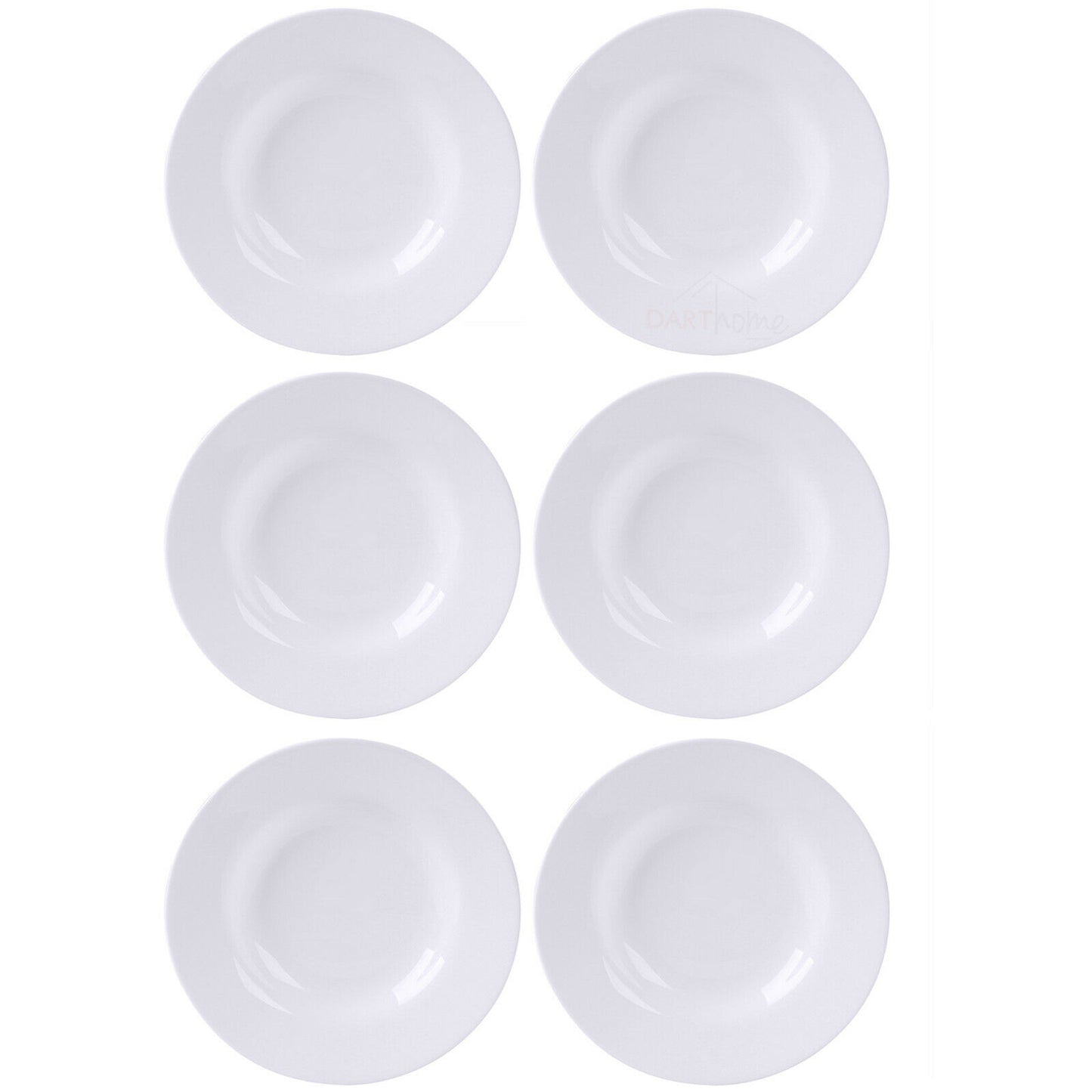 Set Of 6 White Round Soup Plates