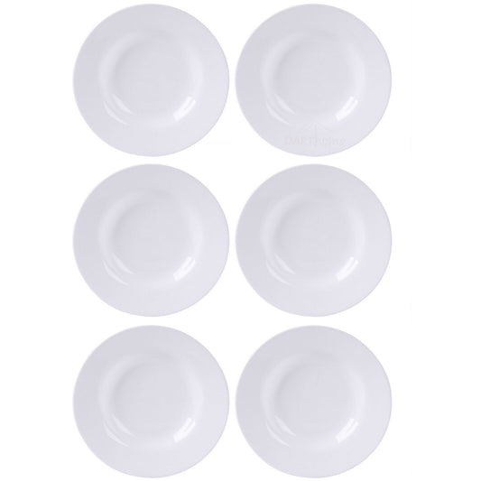 Set Of 6 White Round Soup Plates