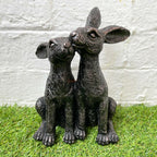 Bronze Joined Hare Couple Sculpture