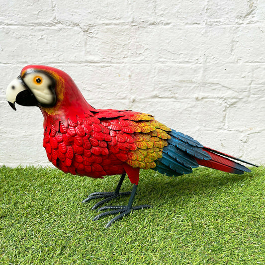 Metal Red Macaw Parrot Sculpture 50cm