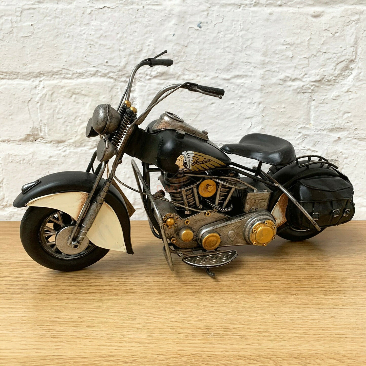 Schwarzes Retro-Metall-Chopper-Motorrad-Modell-Ornament, 36 cm