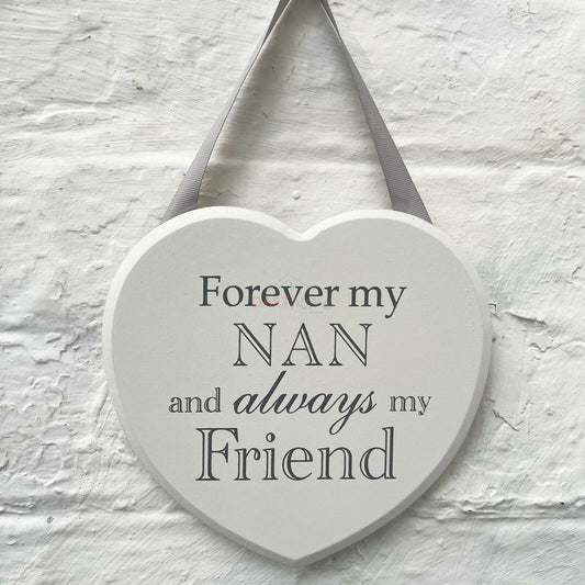 Hanging Love Heart Nan & Friend Plaque