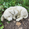 Large Stone Grey Sleeping Puppy Dog Garden Statue 6kg