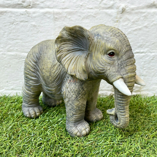 Standing Light Grey African Elephant Garden Sculpture 21cm