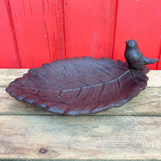 Cast Iron Wide Leaf Garden Bird Bath 25cm