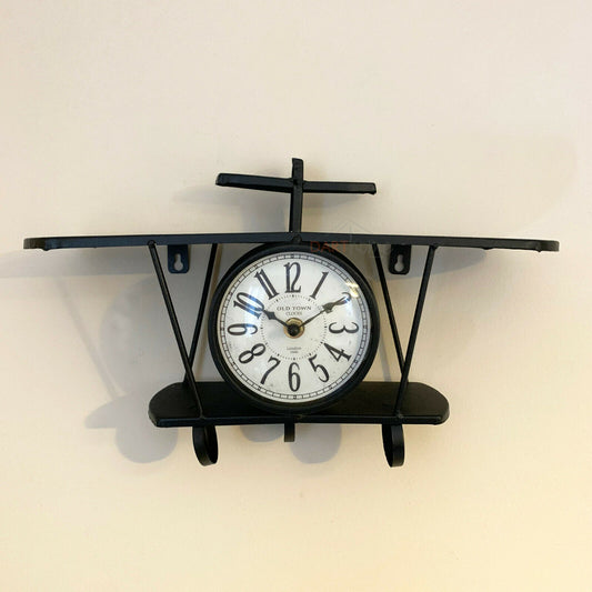 Black Aeroplane Wall Clock