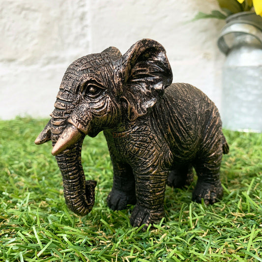 Bronze Resin Miniature Standing Elephant 10cm