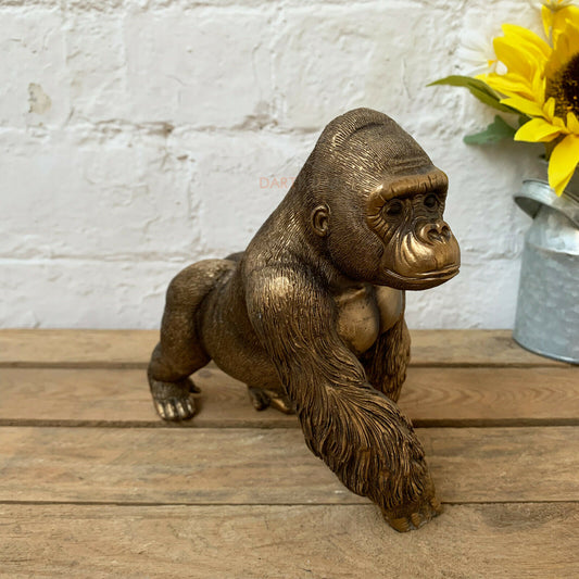 Bronze Resin Standing Gorilla Ornament 18cm