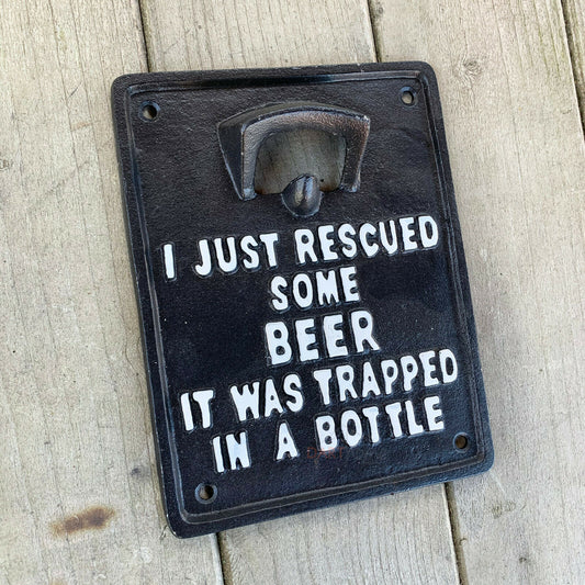 Cast Iron 'Beer Rescued Trapped In Bottle' Opener