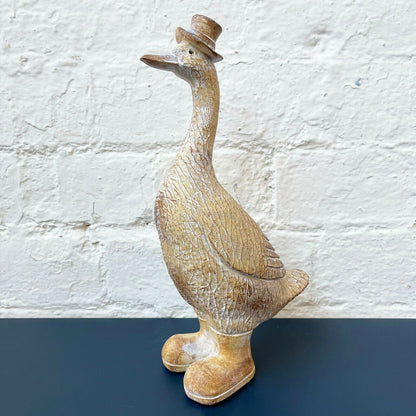 Large Duck With Hat Figurine
