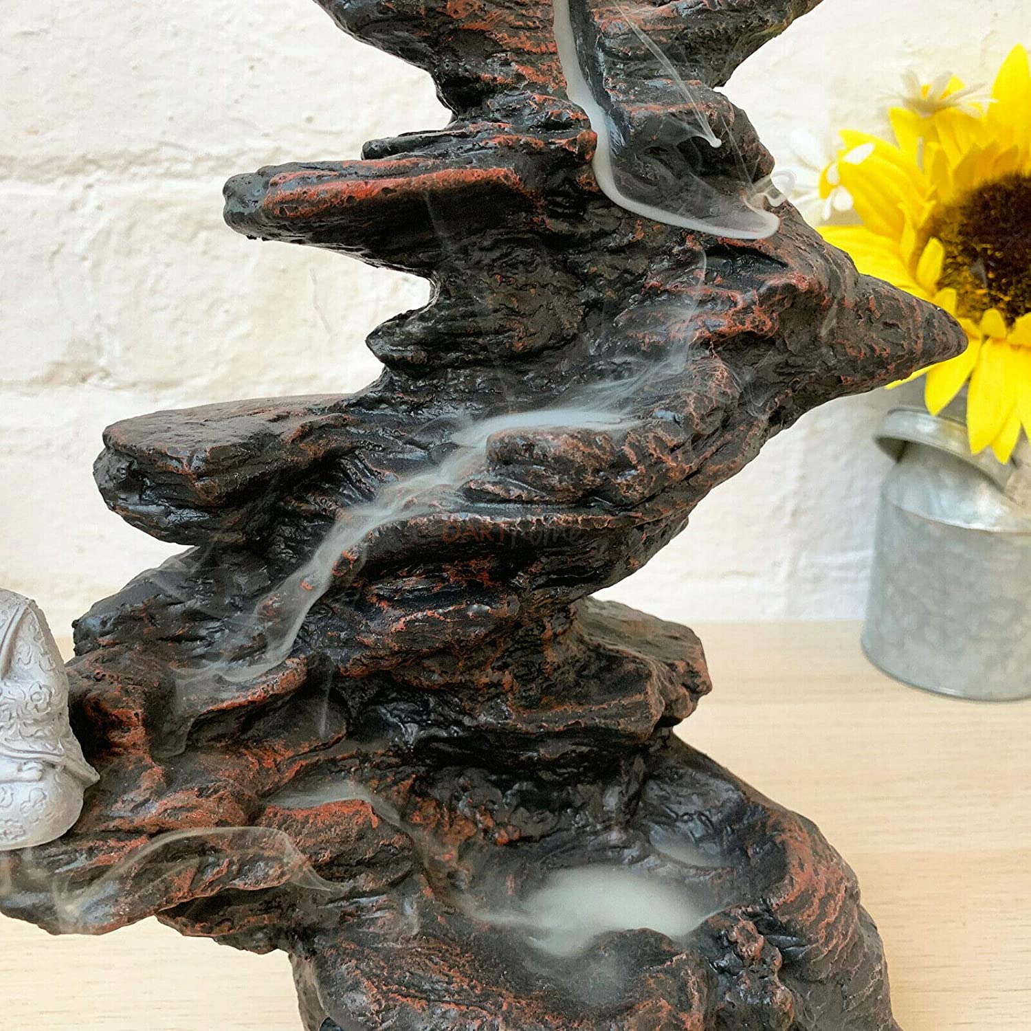Stone Buddha Incense Backflow Cone Burner Mountain Waterfall