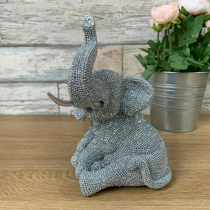 Silver Baby Elephant Ornament