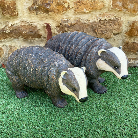 Badger & Badger Cub Garden Statues