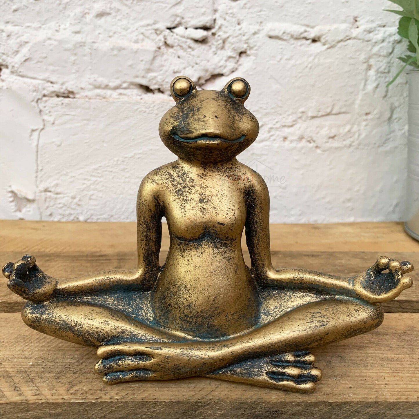 Standing Distressed Gold Meditating Yoga Frog Ornament 17cm