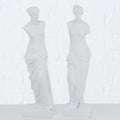Set Of 2 Ancient White Stone Standing Venus Statue 30cm