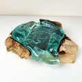 Rectangular Molten Glass Soap Dish On Teak Root Wood Stand