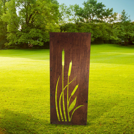 Ready To Rust Bulrush Plant Garden Screen Lawn Spike 116cm