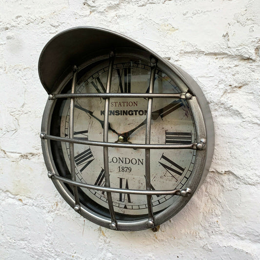 Silver Metal Factory Wall Clock