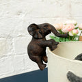 African Brown Resin Elephant Pot Hanger Small