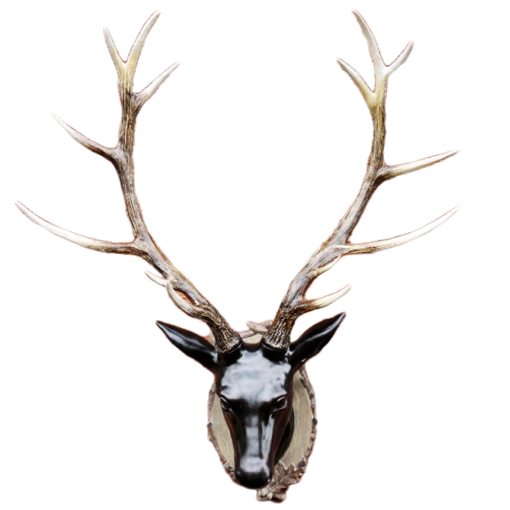 Extra Large Glossy Black Stags Wall Head