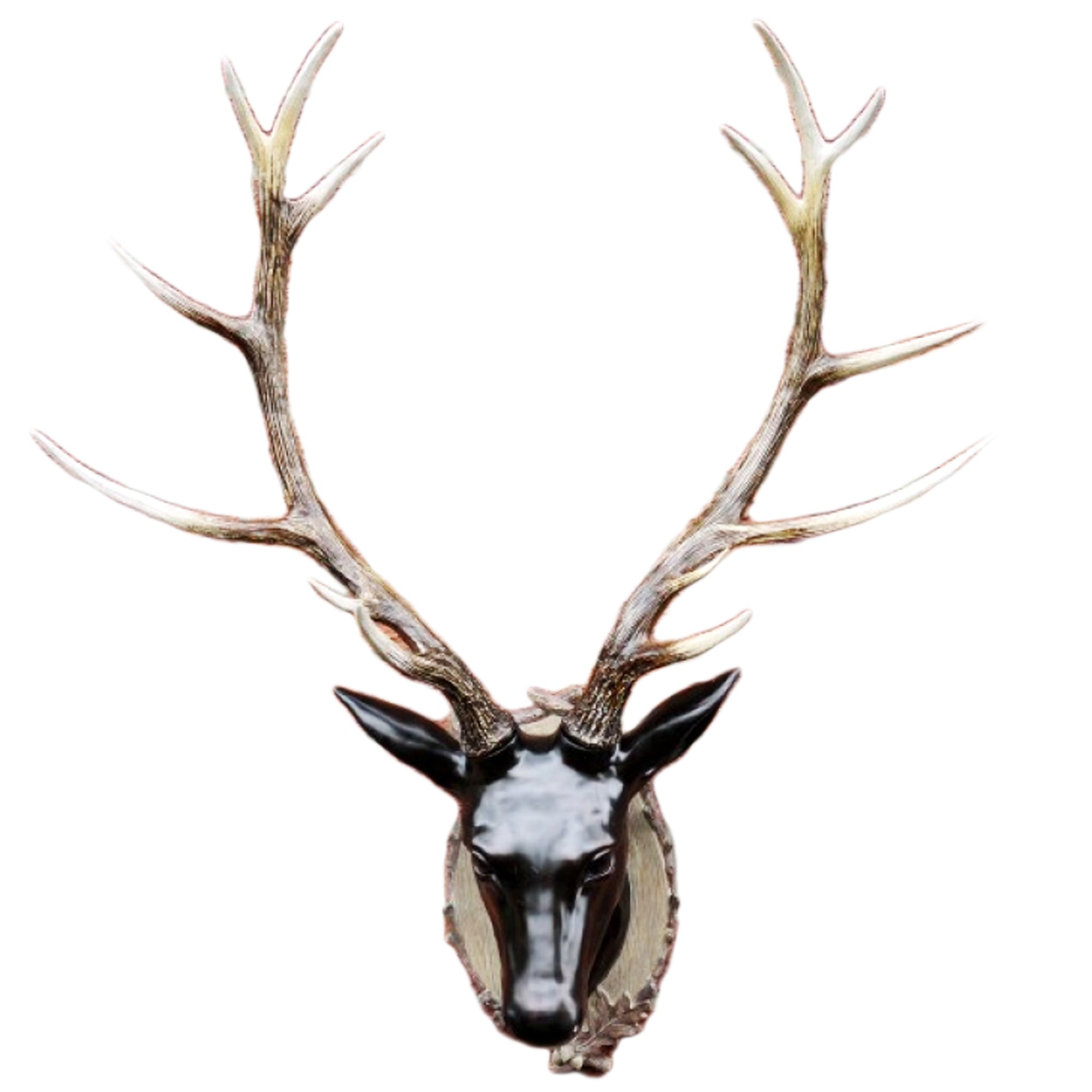 Extra Large Glossy Black Stags Wall Head