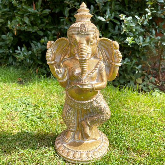 Gold Dancing Ganesh Elephant Sculpture