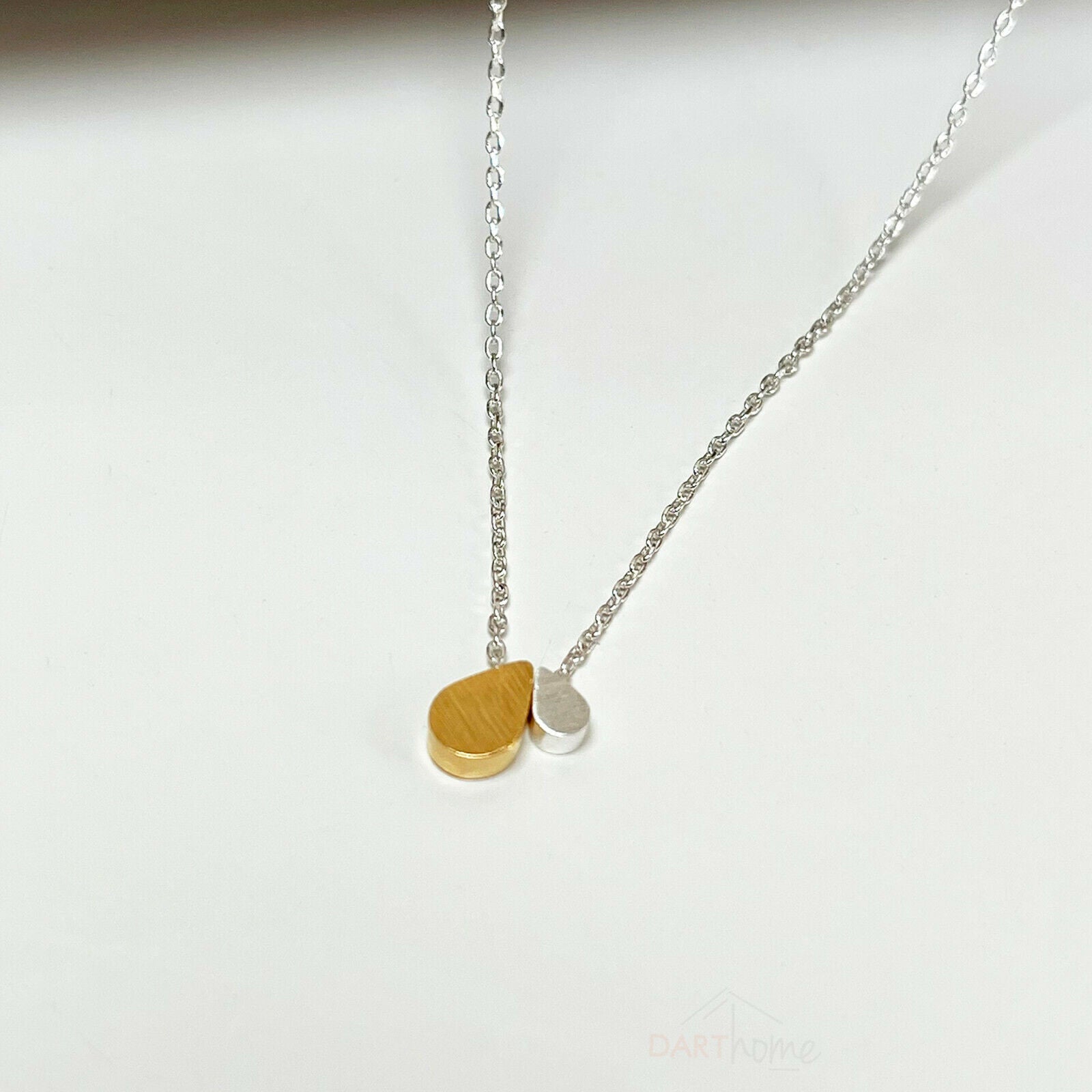 Mutter &amp; Baby Tropfen-Halskette aus Silber und Gold, 45,7 cm