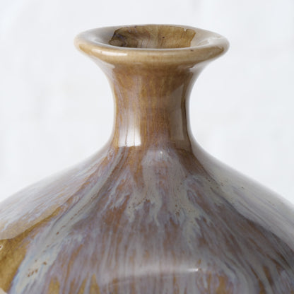 Keramik-Vase mit braunen Blütenknospen, 25 cm