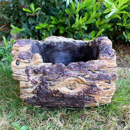 Cement Tree Log Owl Planter