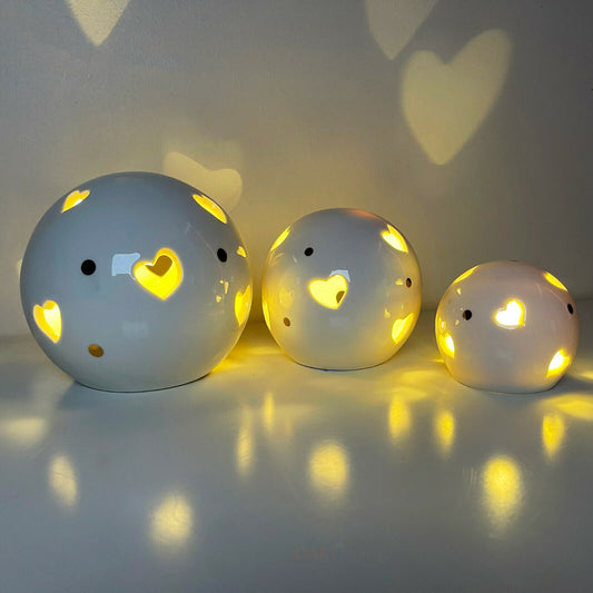 Set Of 3 LED Light Up Love Heart Globe Ball Decorations