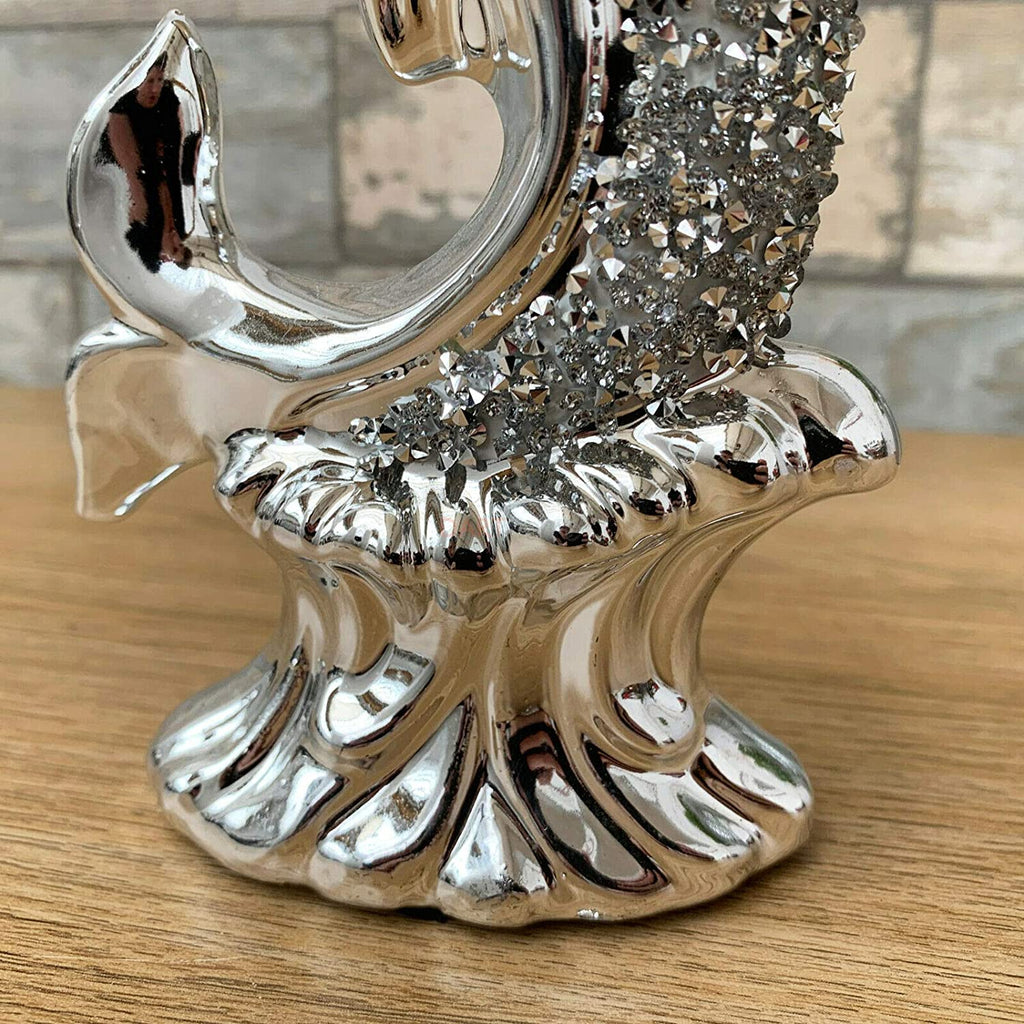 Silver Crystal Dolphin Figurine