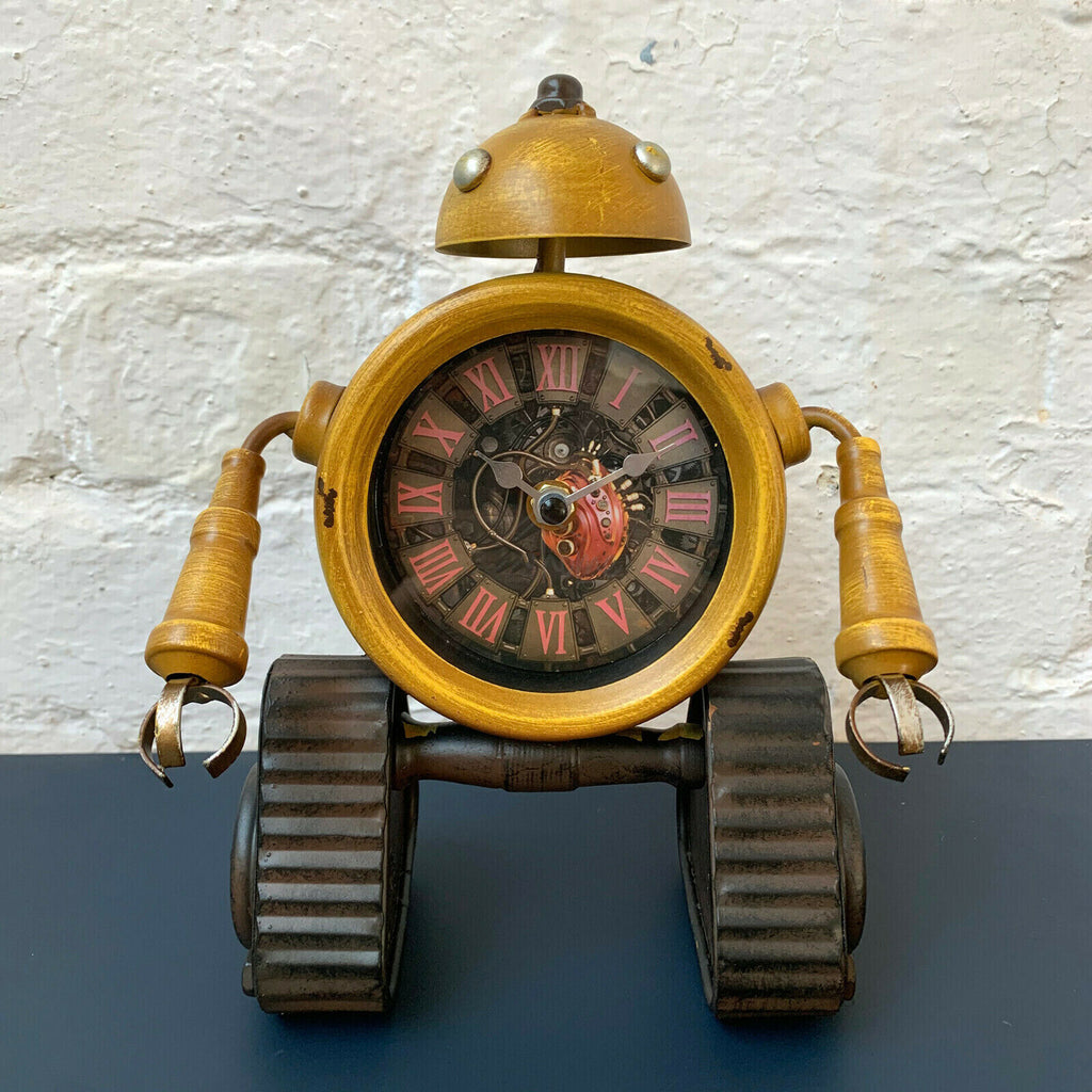 Robot Invention Clock Industrial Yellow Robot Clock 17x24x11cm – Darthome