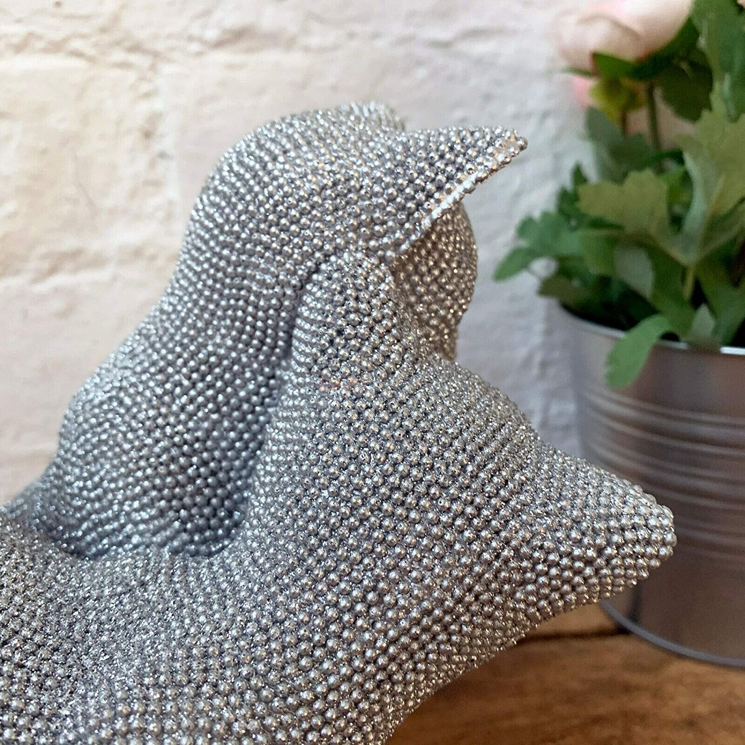 Silver Glitter Cat Couple Ornament