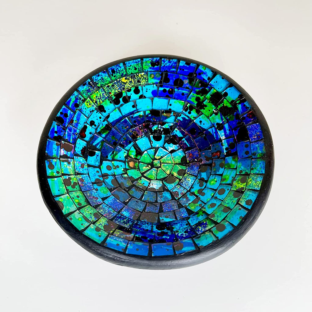 Set mit 3 blauen Mosaik-Dekoschalen